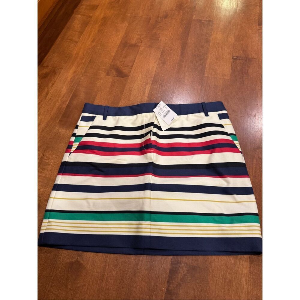 J. Crew Factory Striped Midi Skirt - Navy, Red, Green, Yellow